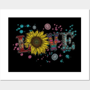 Love sunflower serape Posters and Art